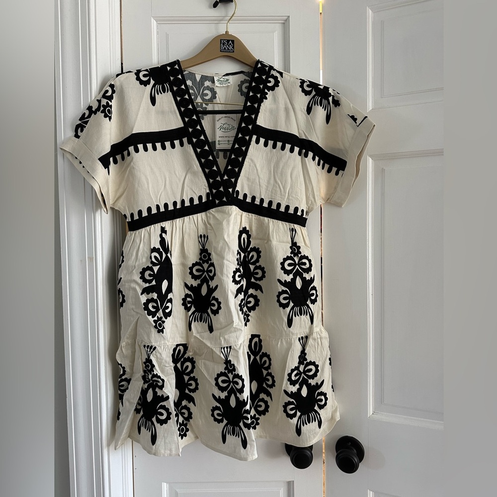 Black and White Embroidered Dress